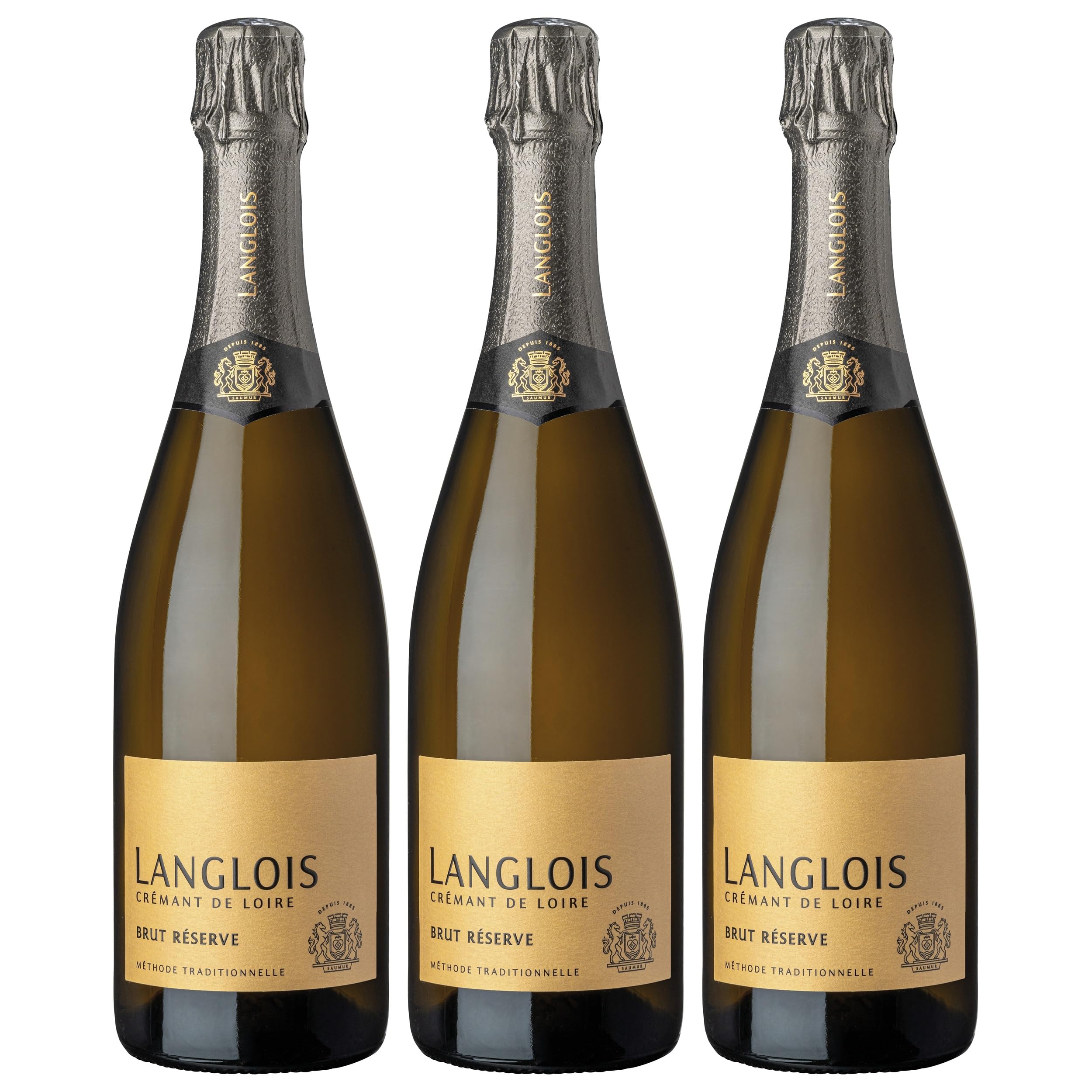 Langlois Crémant de Loire Brut Réserve Sekt Weiss Frankreich inkl. FeinWert E-Book (3 x 0.75 l)