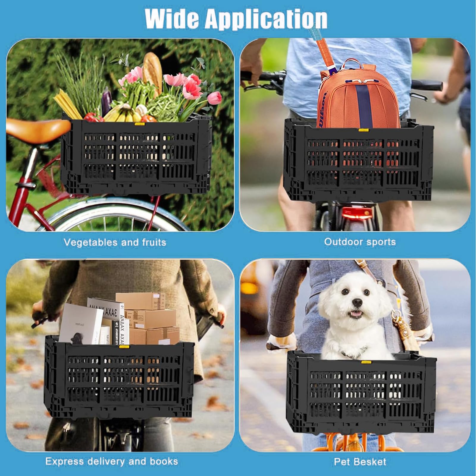 Cestino per Bici,Panier arrière de vélo,Cestino di Tela per Biciclette,trasportino per Animali Domestici,con borsa per la spesa,per diverse biciclette pieghevoli e mountain bike