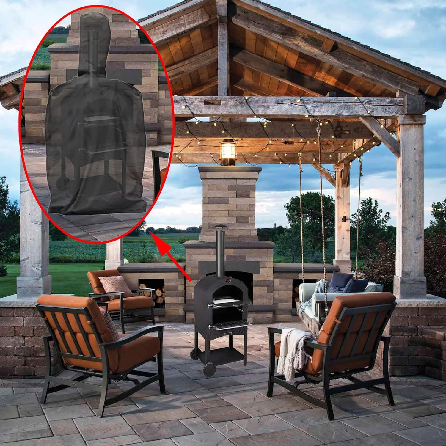 Copertura per Barbecue da Giardino Impermeabile 65x45x165cm Copertura per Barbecue A Gas da Esterno in Tessuto Oxford 210d con Borsa Portaoggetti Antivento Ti-UV, Black, 58X45X168cm
