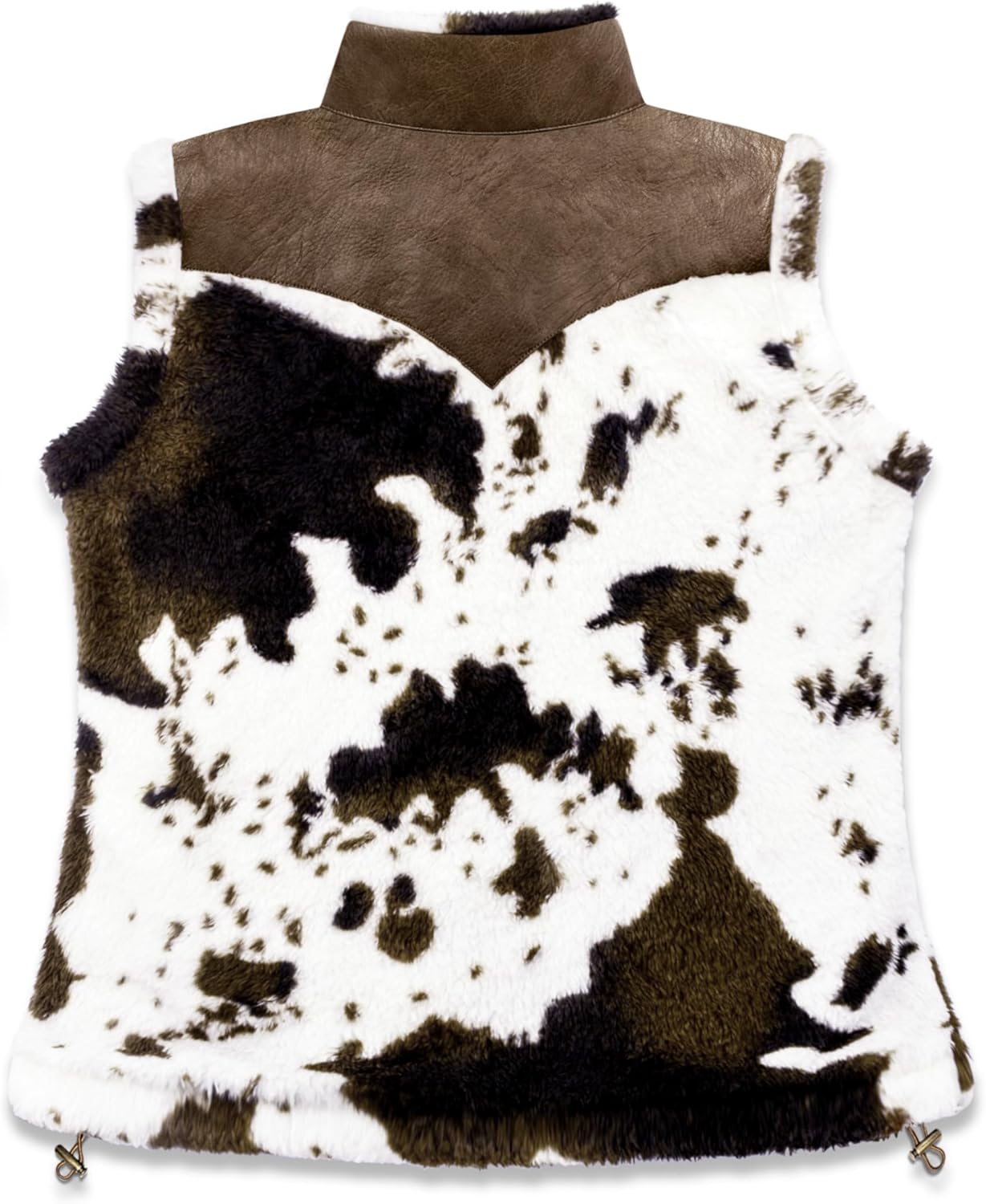 Women's Fuzzy Cow Print Vest Cozy Lightweight Sherpa Fleece Vest for Women Sleeveless Outerwear with Pockets - Image 4