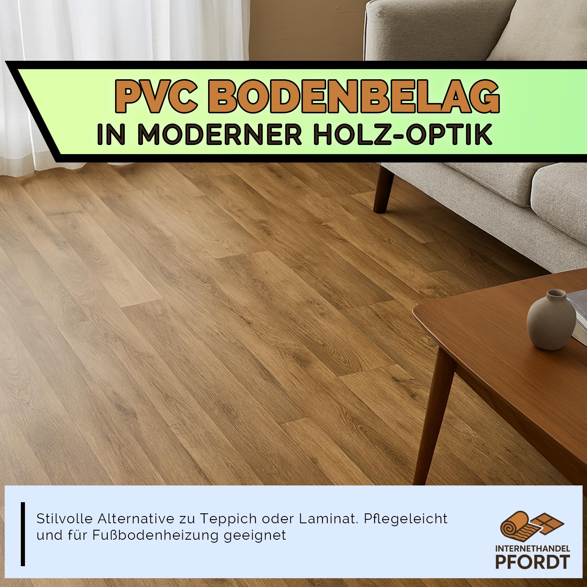 CV Bodenbelag Holz Optik Braun, 350x200 cm, pflegeleichter PVC Vinylboden mit Holzoptik, Meterware für Küche und Wohnzimmer