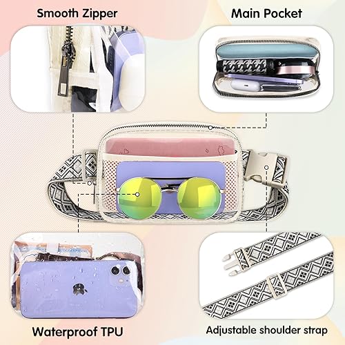 Miniatura 4 de LLYWCM Riñoneras para mujer Riñonera para mujer Riñonera cruzada Riñonera negra con correa ajustable, cangurera cruzada de moda para correr,