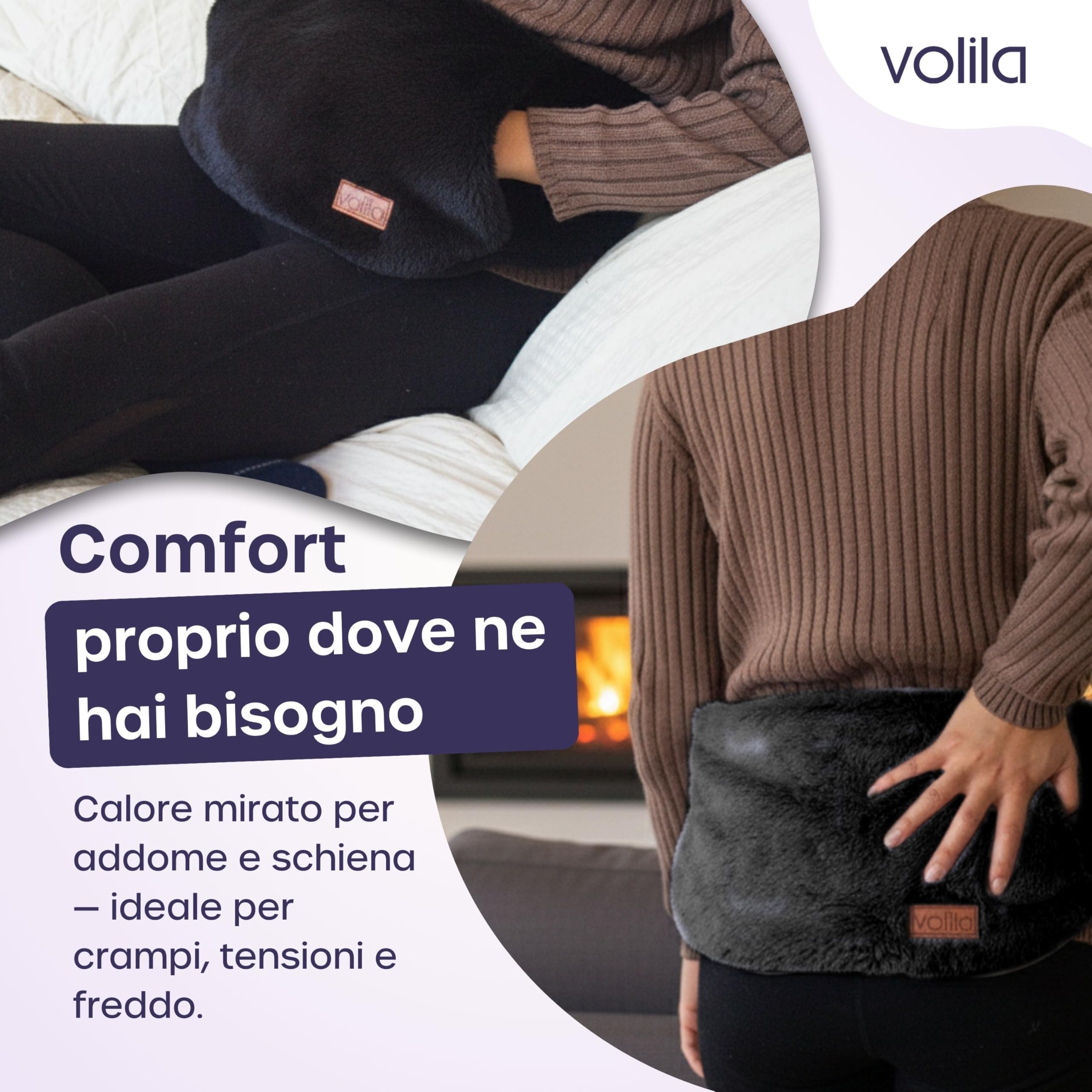 Cintura per Borsa dell'Acqua Calda - Boule Acqua Calda da 1,5 Litri con Copertura in Velluto di Coniglio Grigio - Borsa Acqua Calda di Lusso, Morbida e Indossabile per Dolori Mestruali (Nero)
