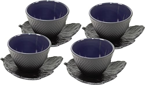 Miniatura 3 de Juego de tazas de té japonesas de hierro fundido con lunares negros con platillos de taza de té ~ We Pay Your Sales Tax (1 taza + 1 platillo)