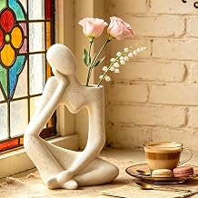 Arawat Vase Deco Living Room Modern Ceramic White Sculpture Vases For Pampas Grass Thinker Flower Vase Body Tulip Vases Book Nordic Face Decor Aesthetic Wedding Gift 19 cm