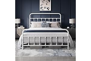 Yaheetech Full Size White Bed Frame with Headboard