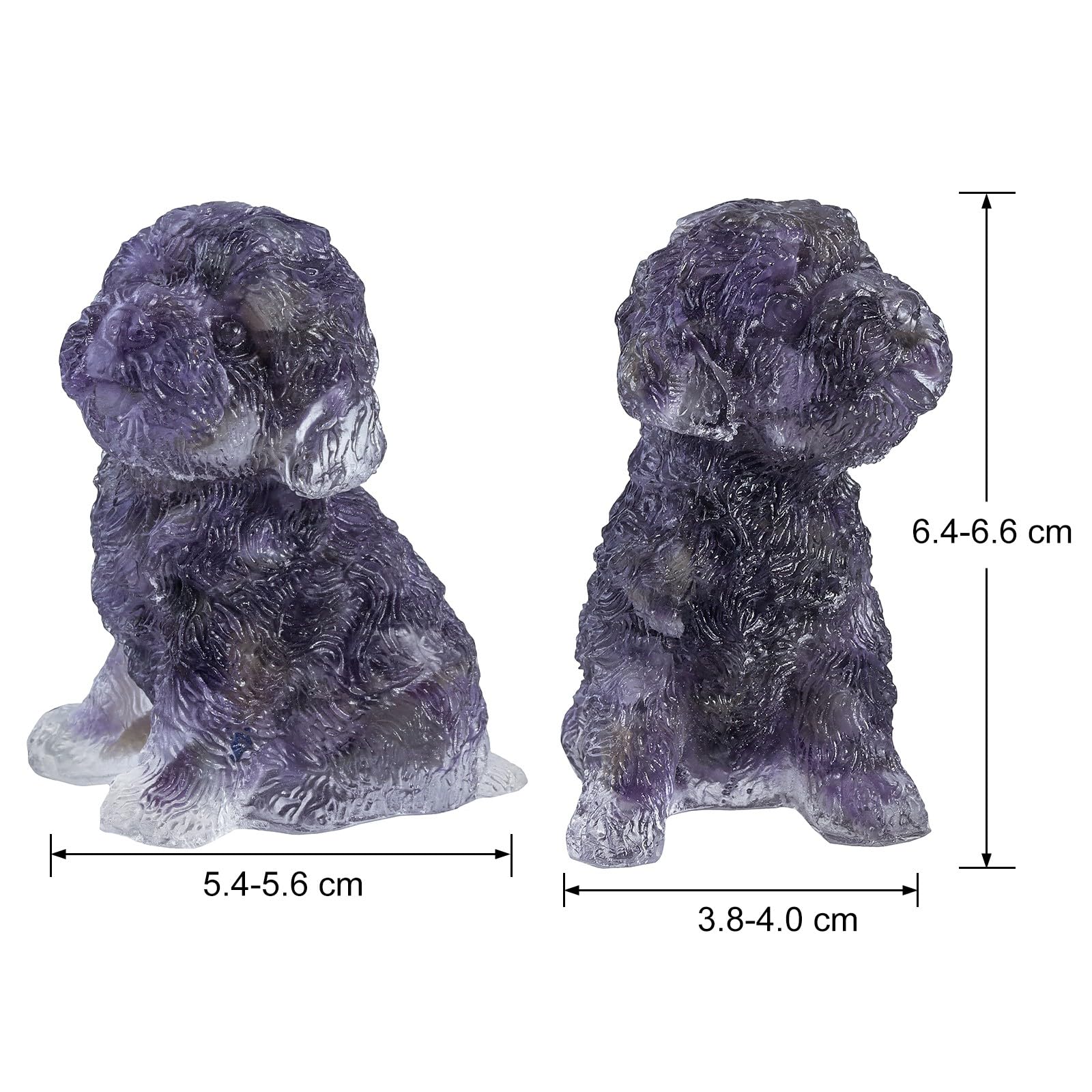 KYEYGWO Resin Poodle Crystal Figurine, Hand Carved Puppy Dog Animal Stone Statue for Home Office Tabletop Amethyst - Image 2