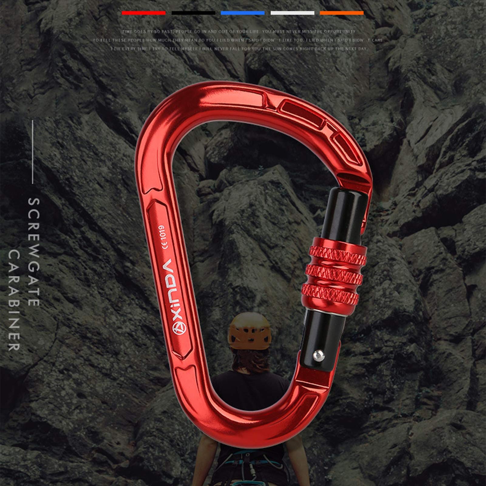 Moschettone professionale per arrampicata su roccia, moschettone con chiusura a vite, moschettoni a forma di D 25KN per arrampicata su roccia, esterno, amache, campeggio, escursionismo, cane
