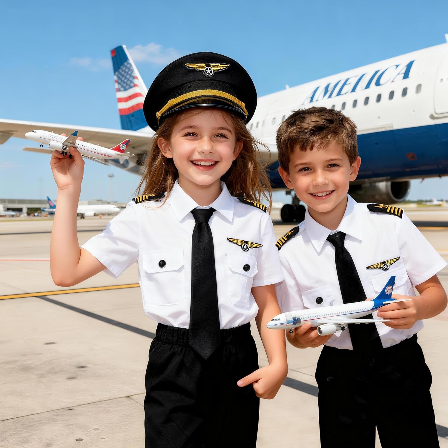 Airline Pilot Costume for Kids Airline Captain Uniform for Halloween Career Day Dress Up Birthday Gifts - Image 5