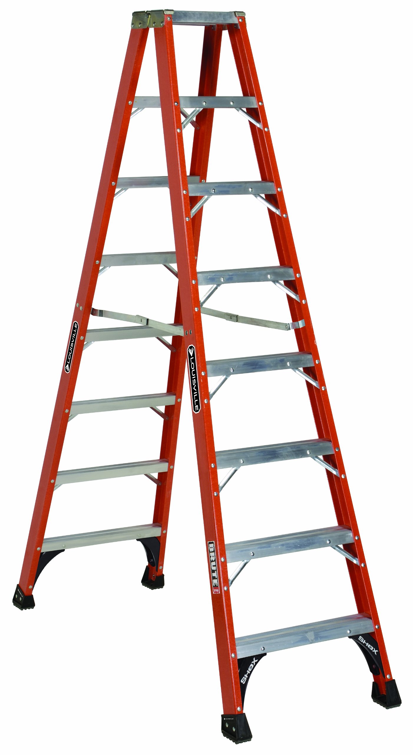 Louisville Ladder 8-Feet Fiberglass Twin Front Ladder, 375-Pound