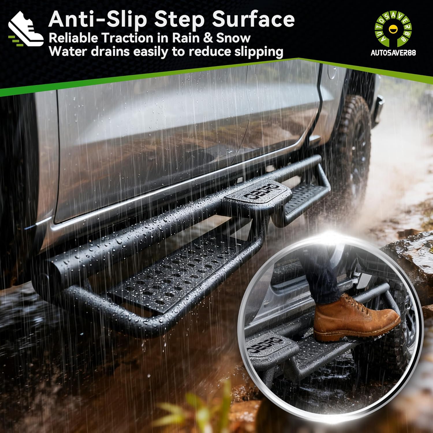 Running Boards Compatible with Chevy Silverado GMC Sierra Double Extended Cab 2019-2026 1500, 2020-2026 2500HD 3500HD, Two-Stair Side Steps Rails Drop Nerf Bars (Excl. 2019 LD/Limited)