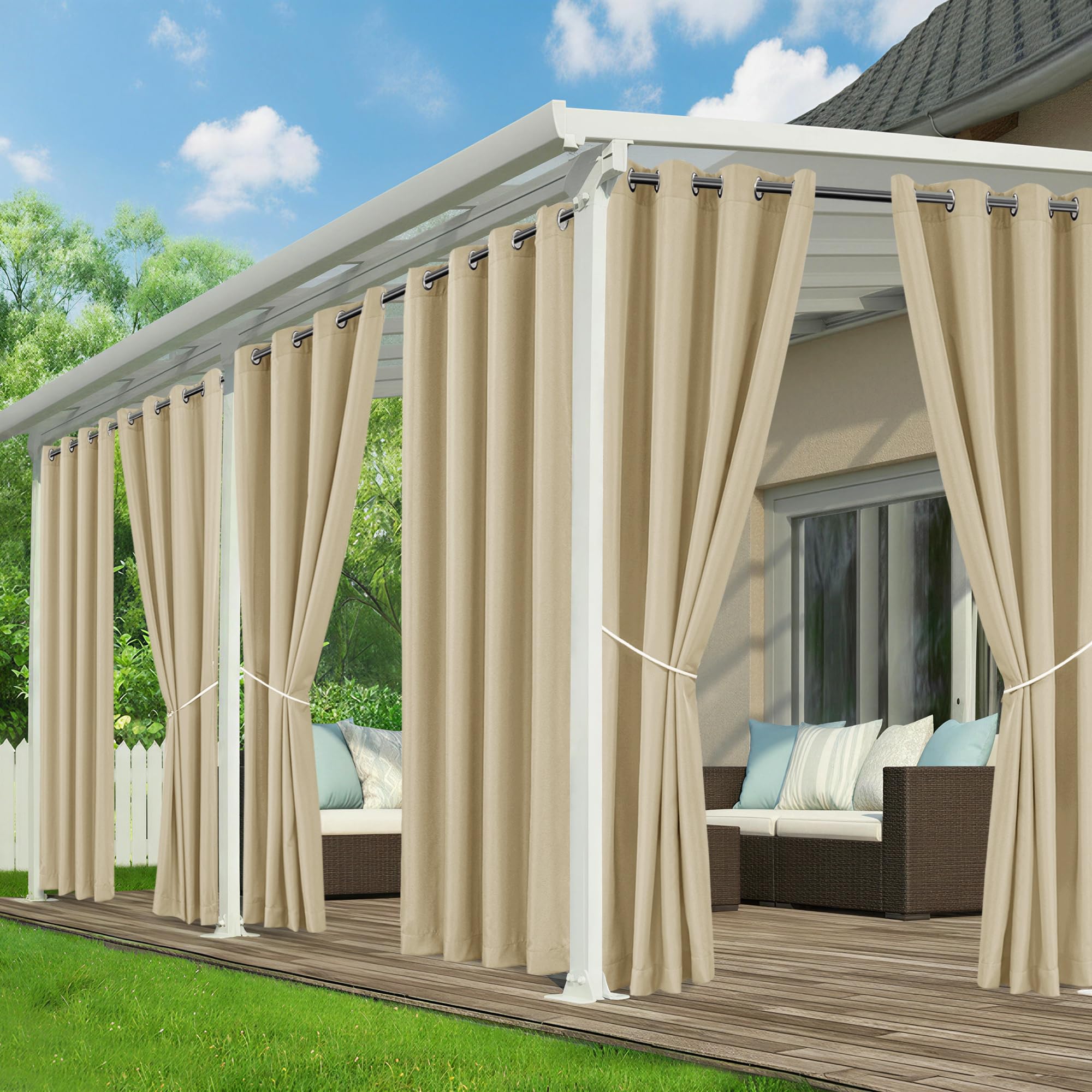 Photo 1 of RichSets Outdoor Curtains for Patio Waterproof, 6 Drape Panels