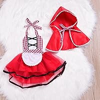 Vista 5 de Disfraz de Caperucita Roja para bebé, 2 piezas, delantal de sirvienta, capa de capa, disfraz de fiesta de Navidad