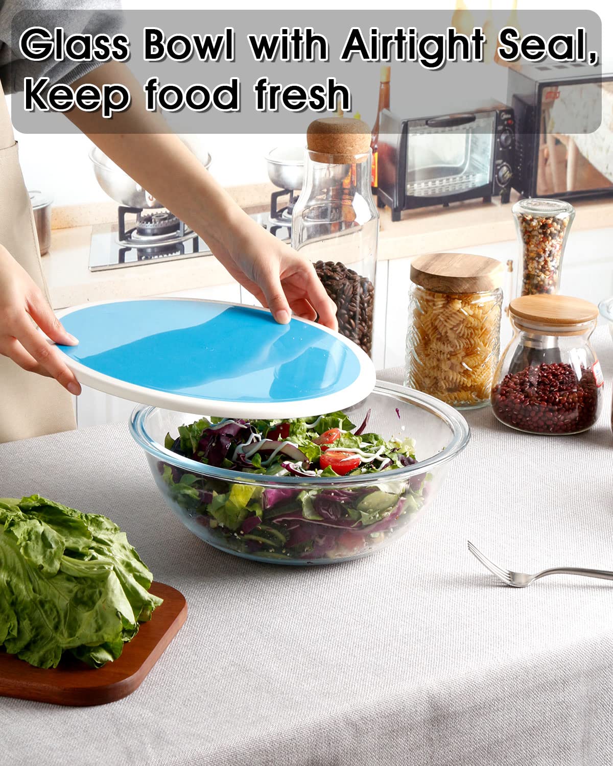 Snapklik.com : NUTRIUPS 3-Quart Large Glass Mixing Bowls