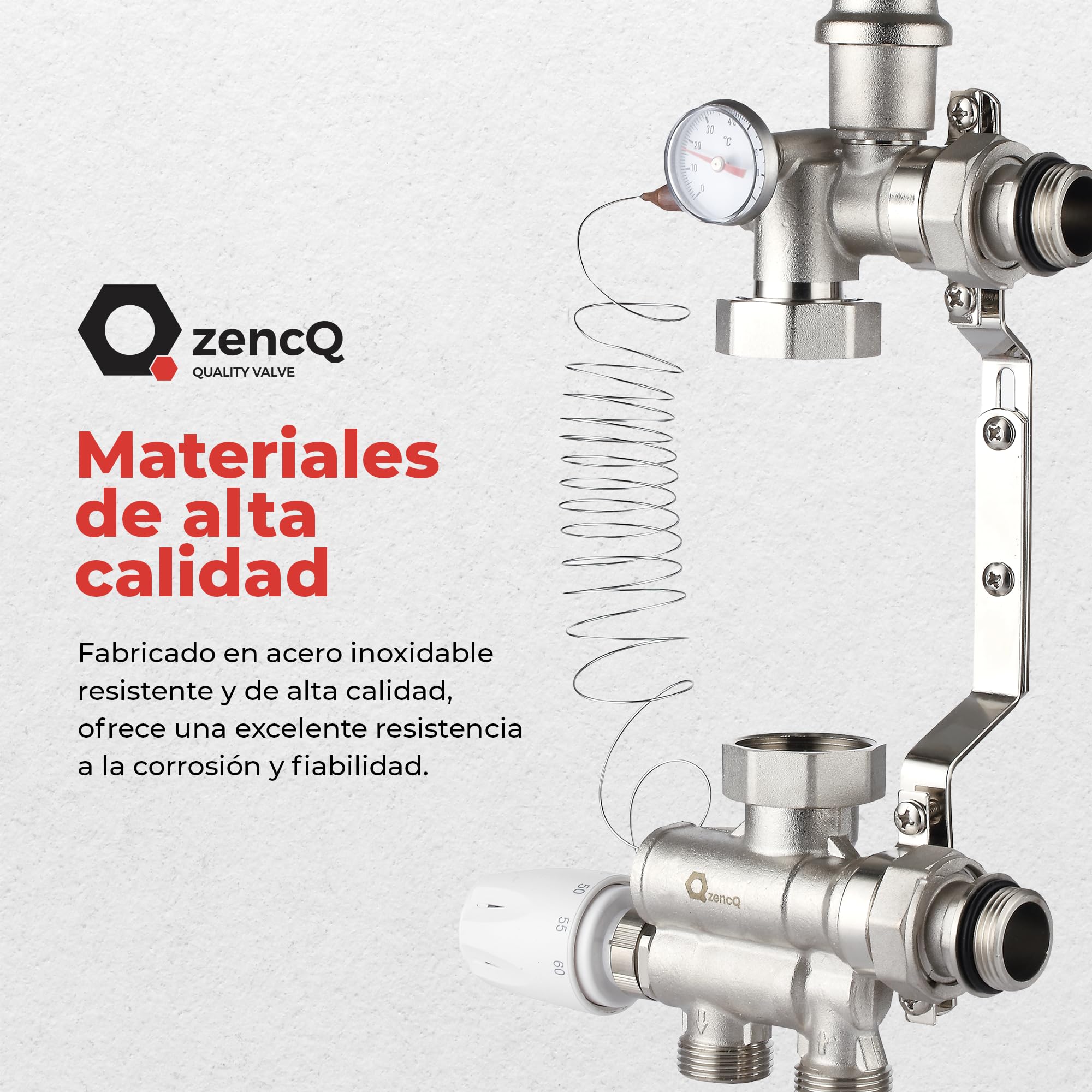 Kit de Regulación para Suelo Radiante sin Bomba – Válvula Mezcladora Termostática 20–70 °C – Control de Temperatura para Calefacción por Suelo – Compatible con Sistemas Hidráulicos