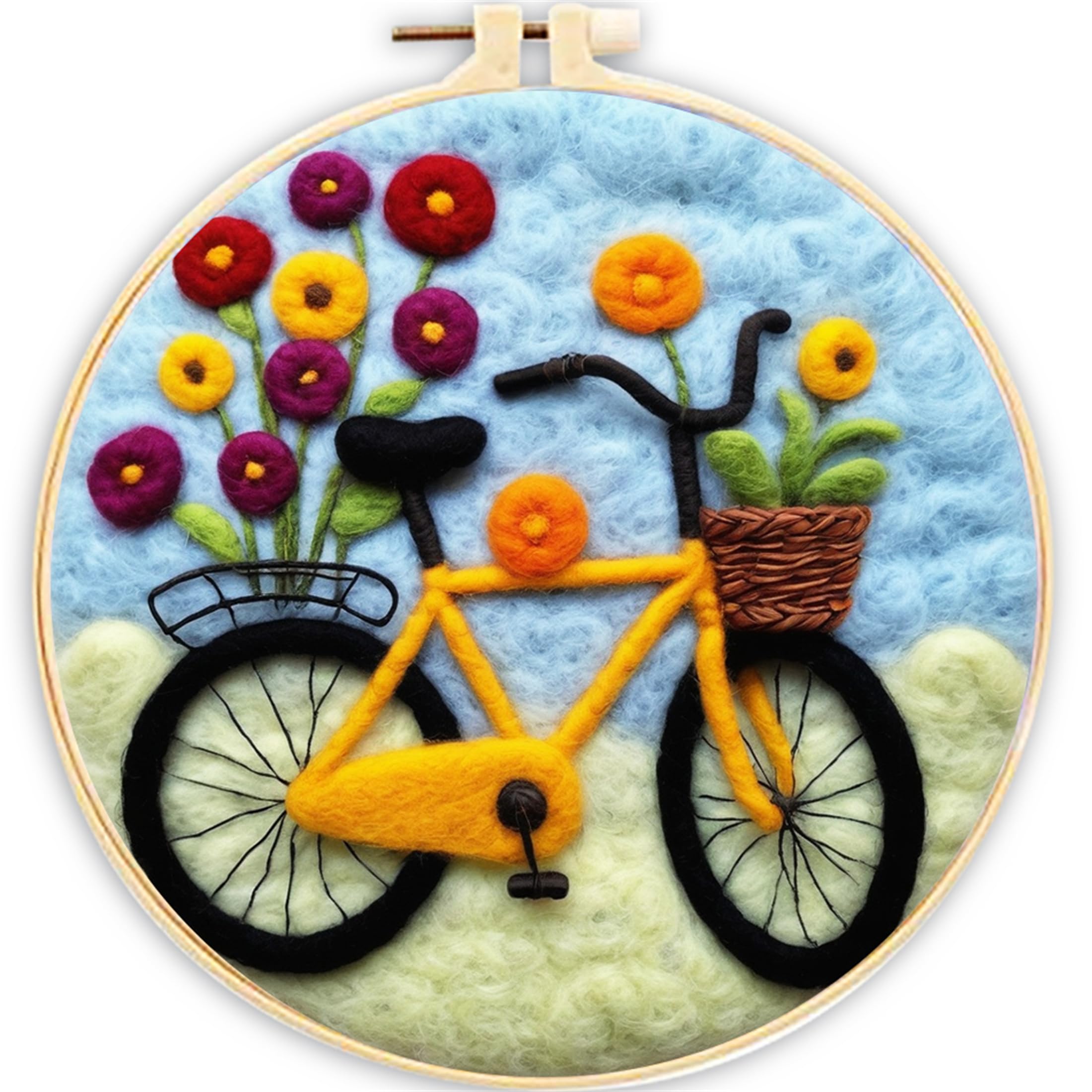 SARBUTER Needle Felting Kits, DIY Wool Felt Starer Needle Felting Kits for Beginners ，Suitable for Giftware Home Decoration (Bicycle Flowers)