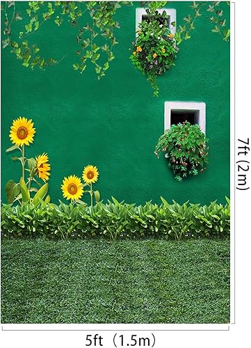 Miniatura 8 de Fondo de fotografía de pared verde primaveral de 5 x 7 pies, flor blanca, forma de corazón, piedra, pavimento, fondo de fotos para niños, adultos,