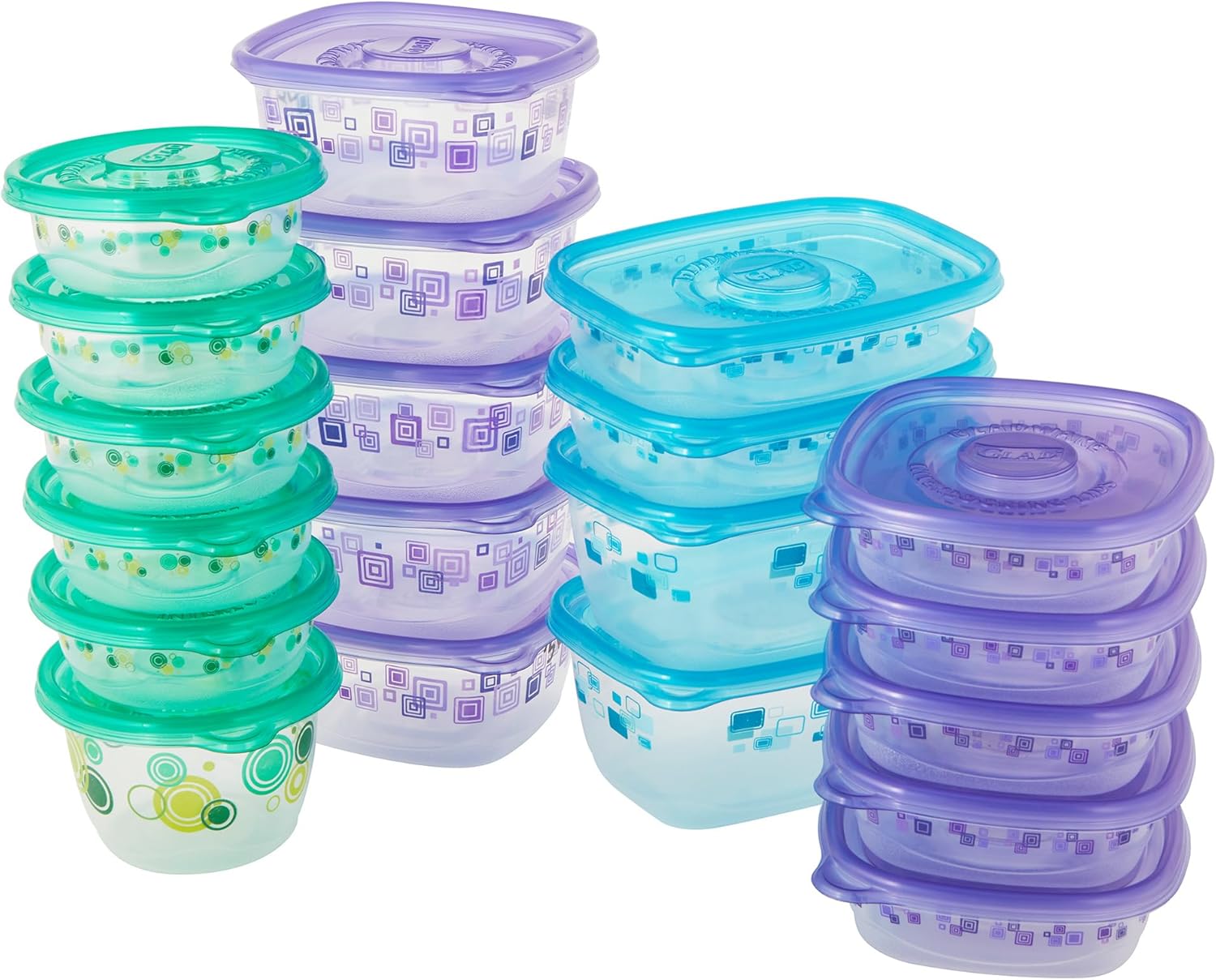 Glad Food Storage Containers - Food Container Variety Pack - 20 Containers - 40 Piece Set 20 Count (Pack of 1) Large Variety Storage