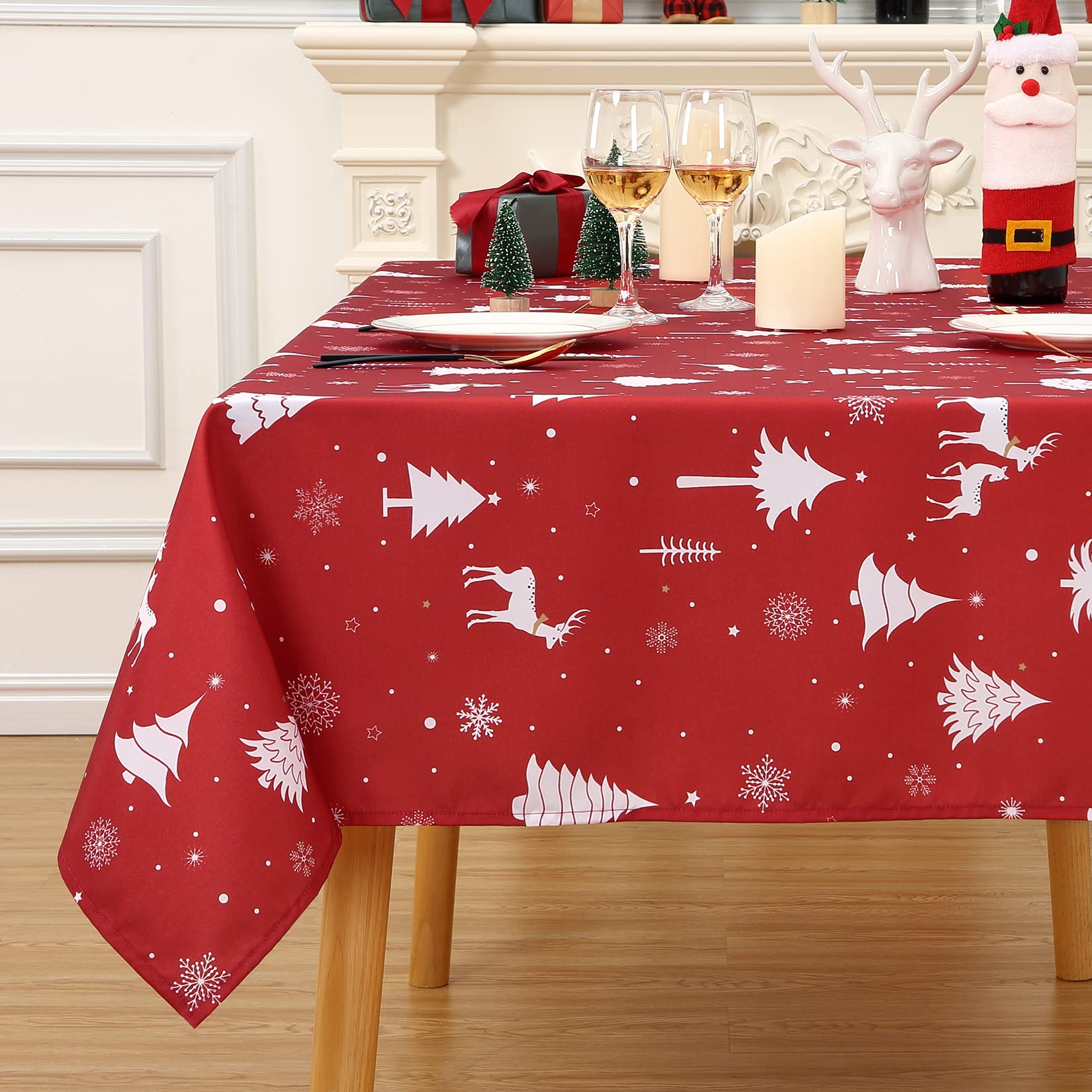 Tafelkleed kersttafeldecoratie, waterdicht tafelkleed met herten, kerst