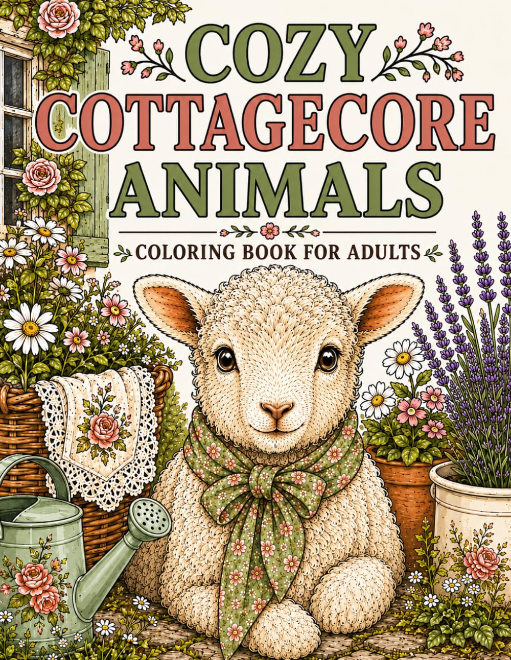 Cozy Cottagecore Animals: Coloring Book For Adults with Farm Animals, Woodland Creatures, and Country Cottages Scenes