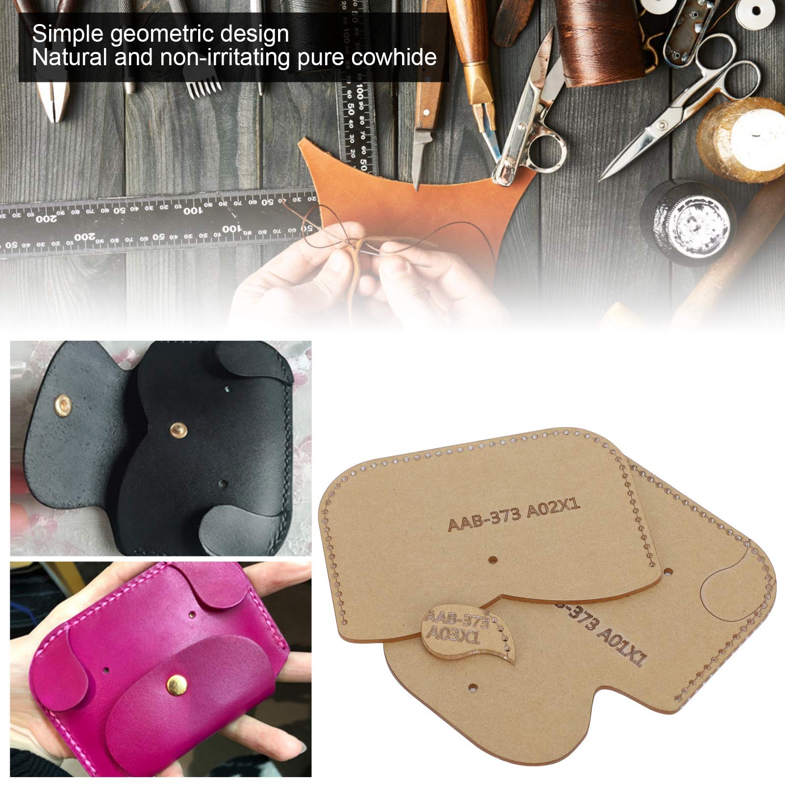 Fydun 3 Pezzi Portamonete Modello creazione Modello Acrilico Portafoglio in Pelle Modello Set creazione Kit Stencil per Strumento Artigianale in Pelle Fai da Te