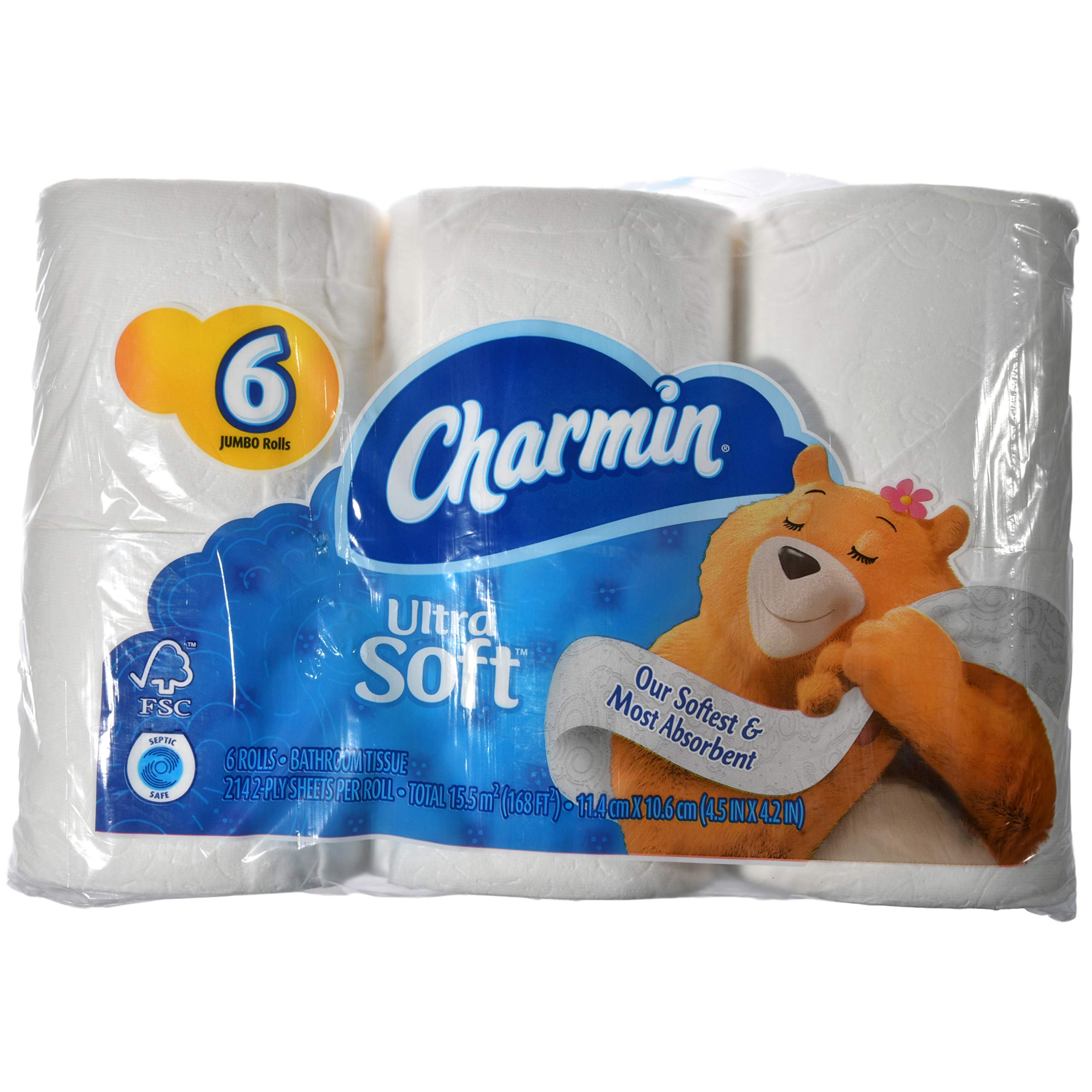 CharminUltra Soft Bathroom Tissue: 6 Jumbo Rolls Softest & Most Absorbent Septic Safe