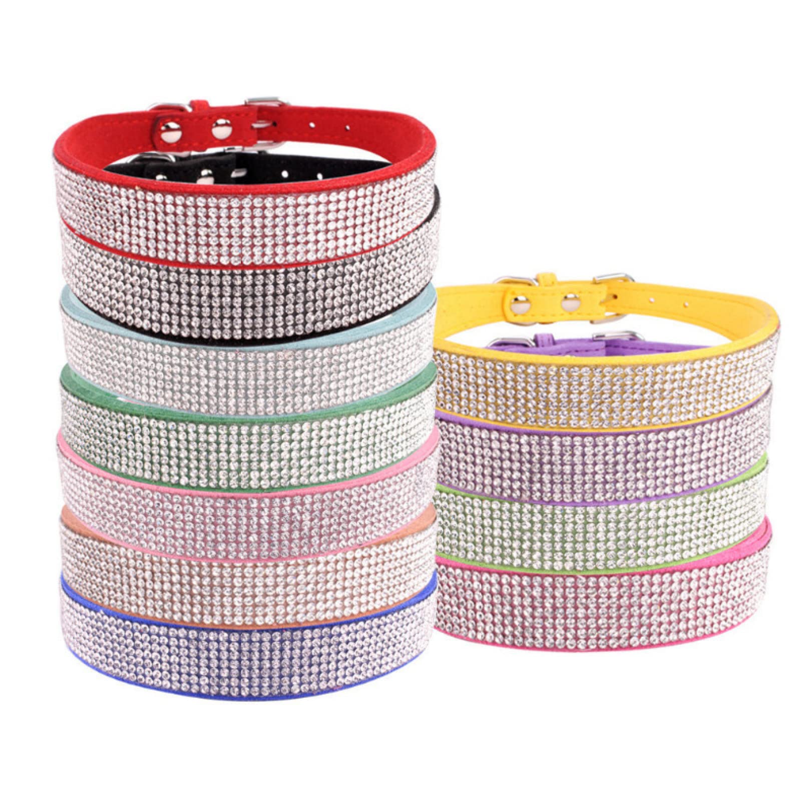 Collare per animali domestici Collare per cani con trapano a caldo con strass Collare per gatti in microfibra resistente per quattro stagioni morbido e confortevole,Diamanti rossi fantasia,51 2,5 CM L