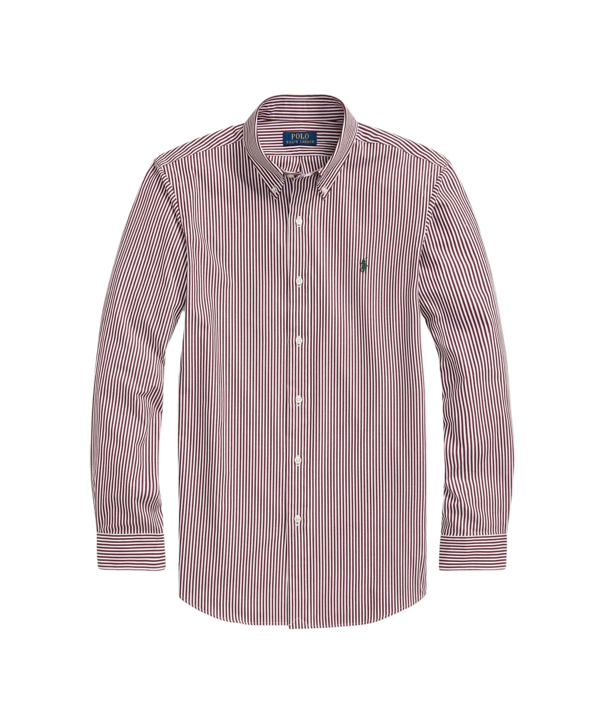 POLO RALPH LAUREN Men's Classic Fit Poplin Sport Shirt, Rl Striped Wine/White, XXL