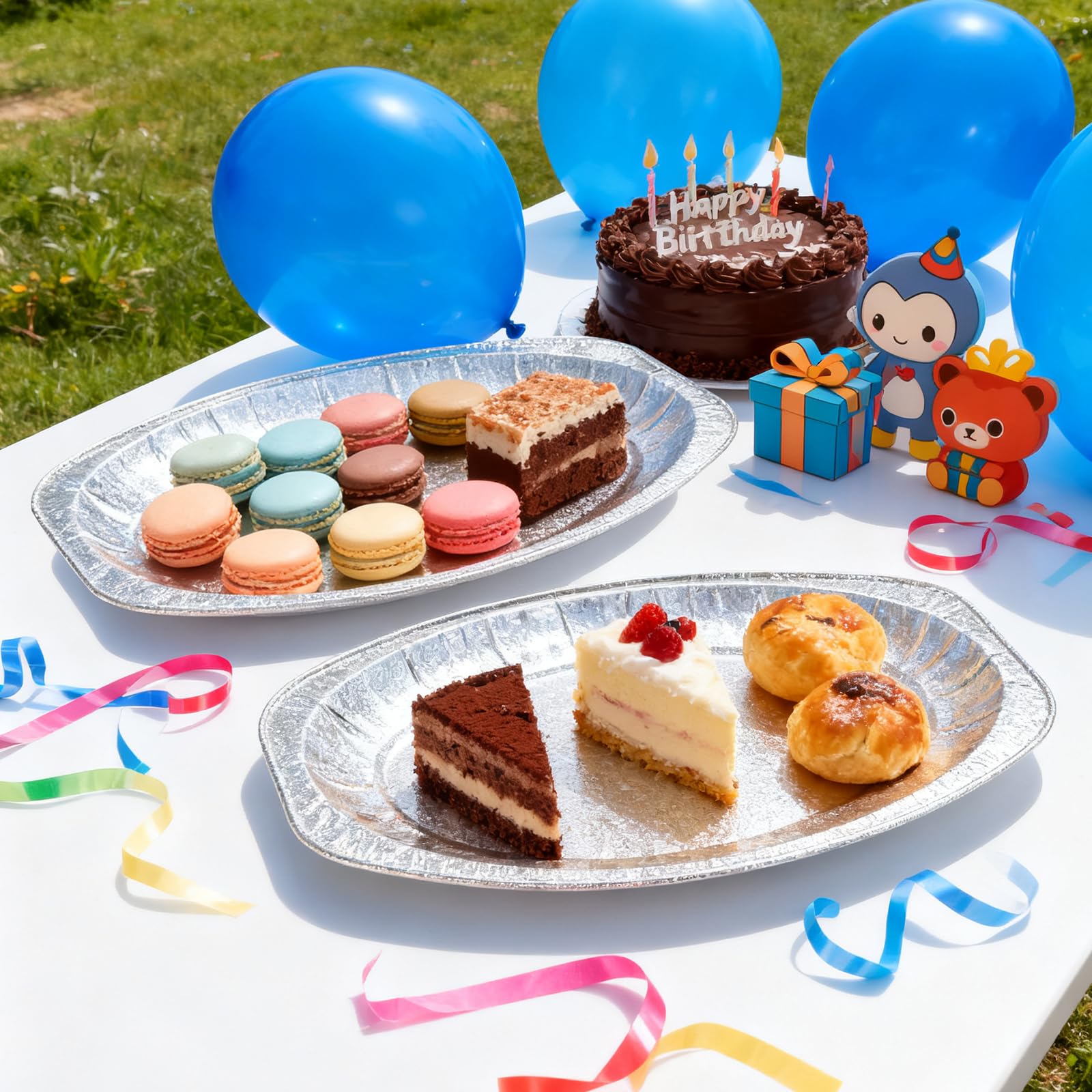25 Pièces Plateaux en Aluminium, 43 x 28,8 x 2,1 cm Barquette Aluminium, Plat Aluminiums pour Buffets, Restauration, Barbecues