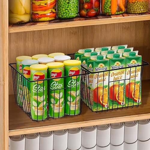 Miniatura 2 de SANNO Cestas de almacenamiento para congelador, cesta de alambre para almacenamiento de despensa, contenedores organizadores para refrigerador con