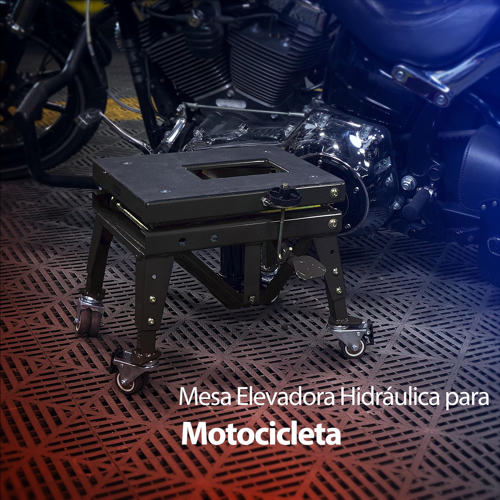 VIVOHOME Gato Hidráulico 160kg Elevación de Motocicletas Jack Mesa de Pie Operado ATV Dirt Bike Tijera Soporte con 4 Ruedas