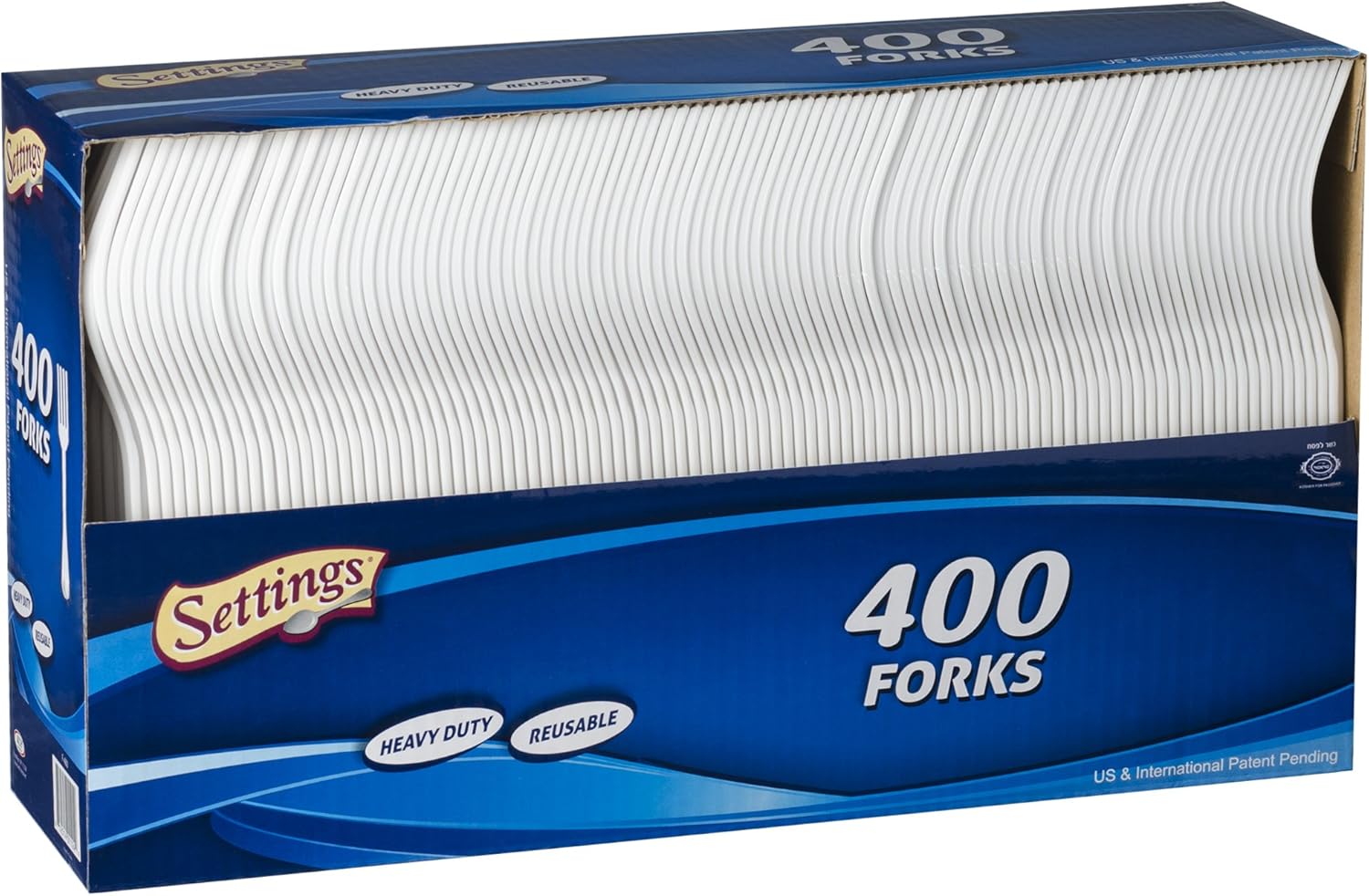 Settings 400 Count White Plastic Disposable Forks - BPA-Free, Compact Storage for Parties, Picnics & Daily Use