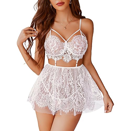 Avidlove Lingerie for Women Lace Babydoll Mesh Nightwear Chemise Nightie