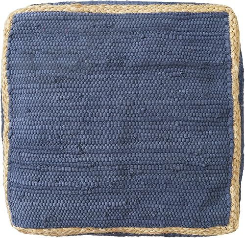 Miniatura 104 de L.R. Resources Inc LR Home Puf otomano de transición de poliéster gris/marfil para decoración del hogar | Reposapiés hecho a mano para decoración de