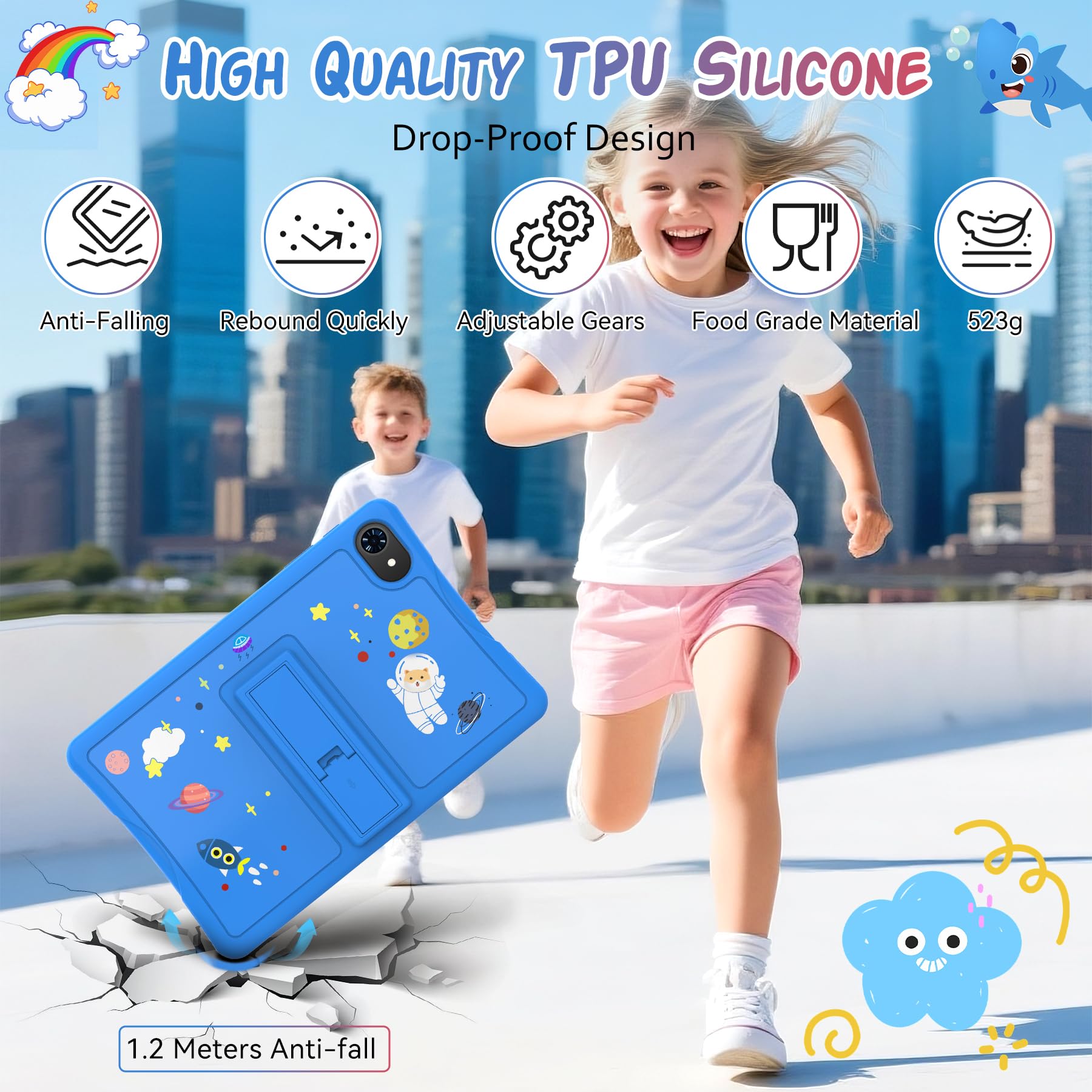 TABWEE Kids Tablet 10 inch, Android 15 Tablets for Kids, Parental Control, Pre-Installed Kiddos Software & Kids Space, Includes Case & Stylus Pen, 12GB RAM 64GB ROM, 2TB Expand, HD IPS Screen(Blue) — view 7