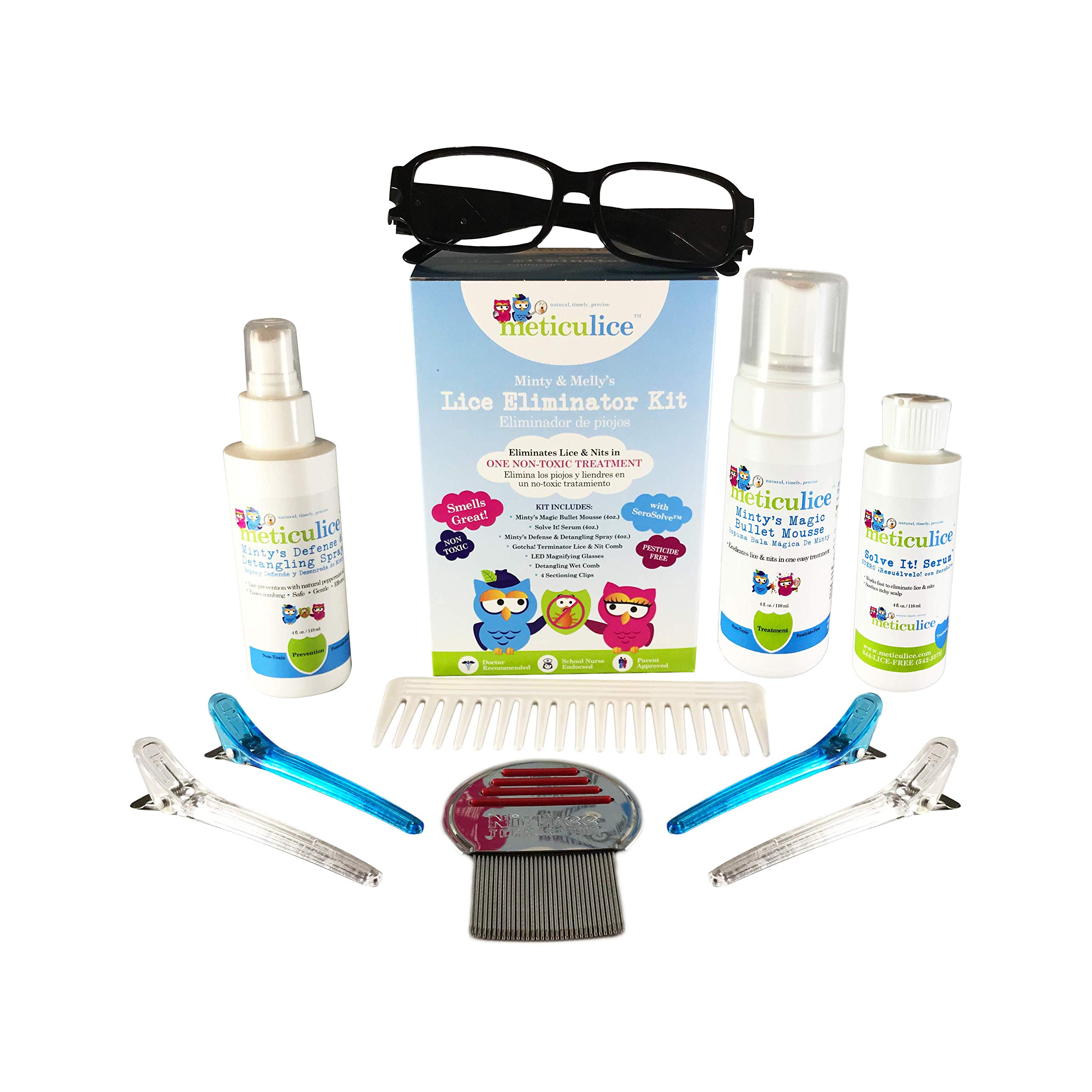 METICULICE TM NATURAL, TIMELY, PRECISE Head Lice Treatment Professional Removal & Elimination Complete Kit -