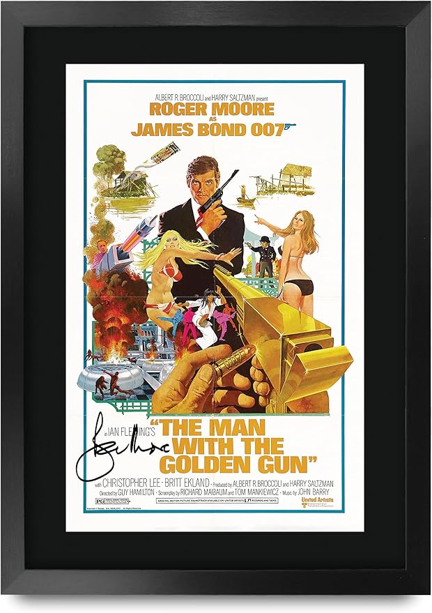 Vendettan-serien planeras 8 81WPdXPbefL. AC SY879 HWC Trading James Bond - The Man With The Golden Gun Movie Poster Roger Moore Signed 16 x 12 inch Framed Gift Printed Autograph Film Print Photo Picture Display - 16 x 12 Framed