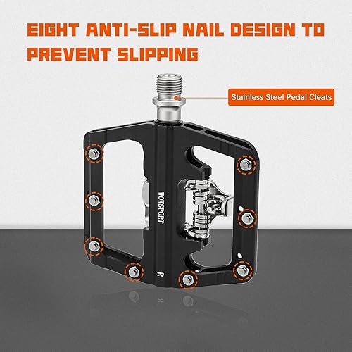 Miniatura 3 de Wowsport Pedales sin clip MTB para un rendimiento definitivo con compromiso SPD de doble cara