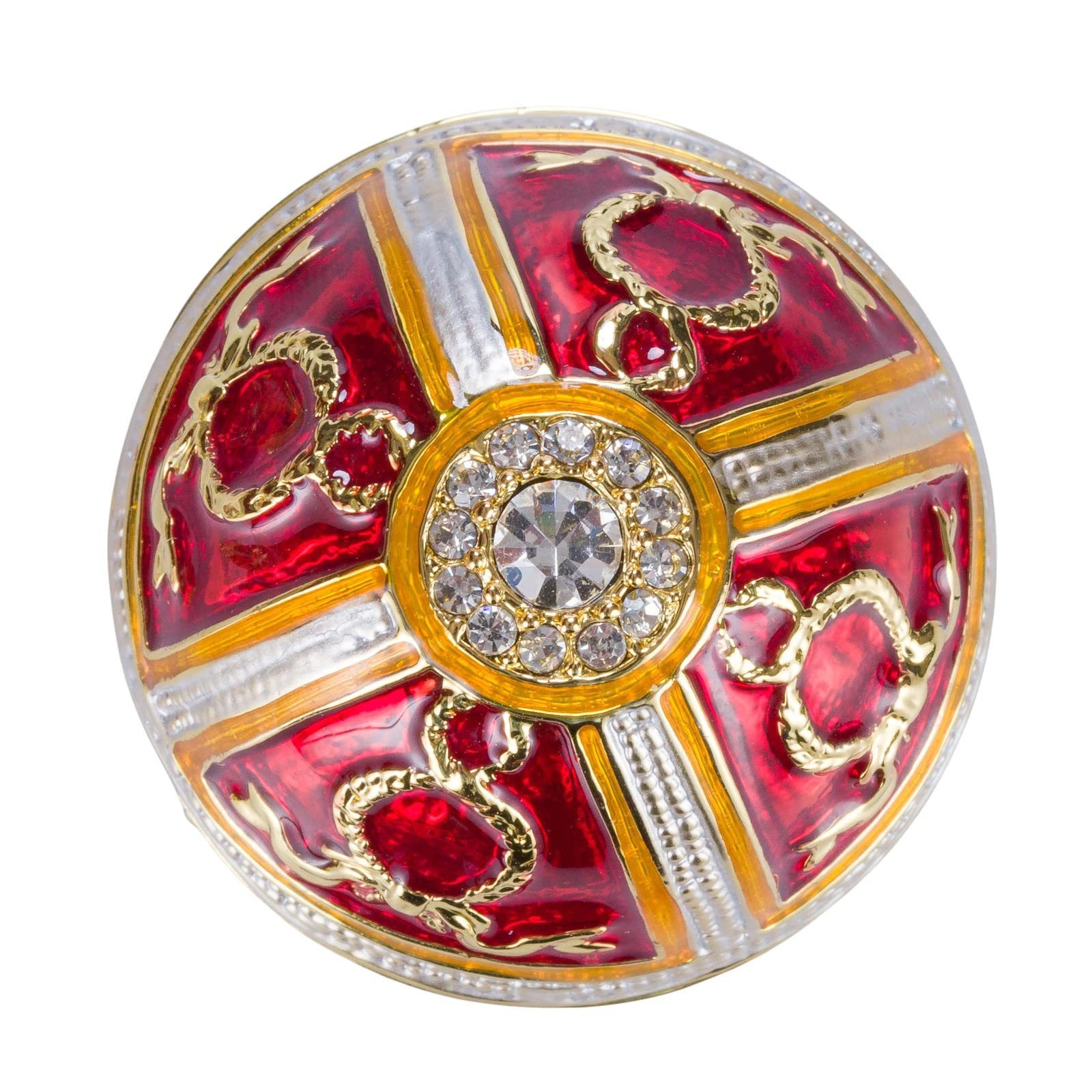 danila-souvenirs Uovo in Stile Fabergé portagioie Bocciolo di Rosa, 6 cm Rosso