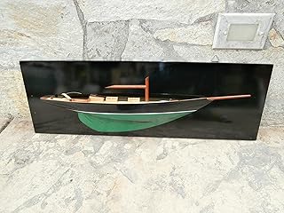 Penduick Half Hull Hand Made Wooden Model Ship for Wall Decorative black and green 27 inch long back board