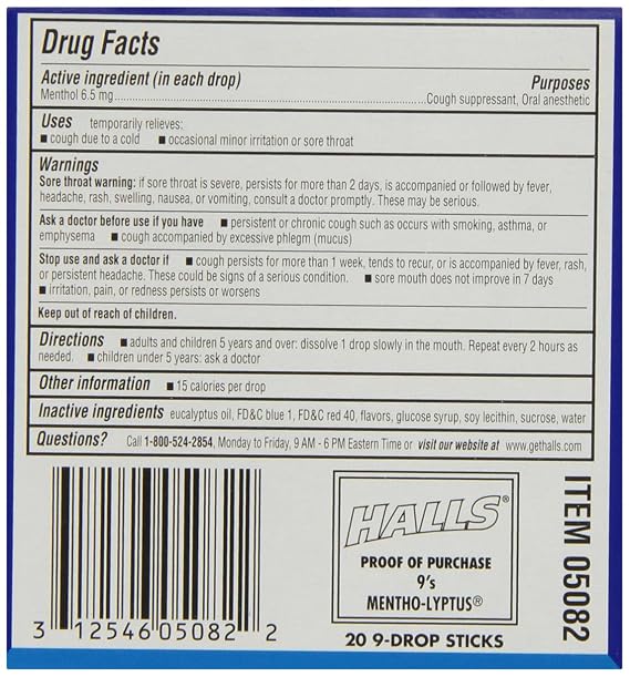 Halls Menthol Lyptus, 20-Count