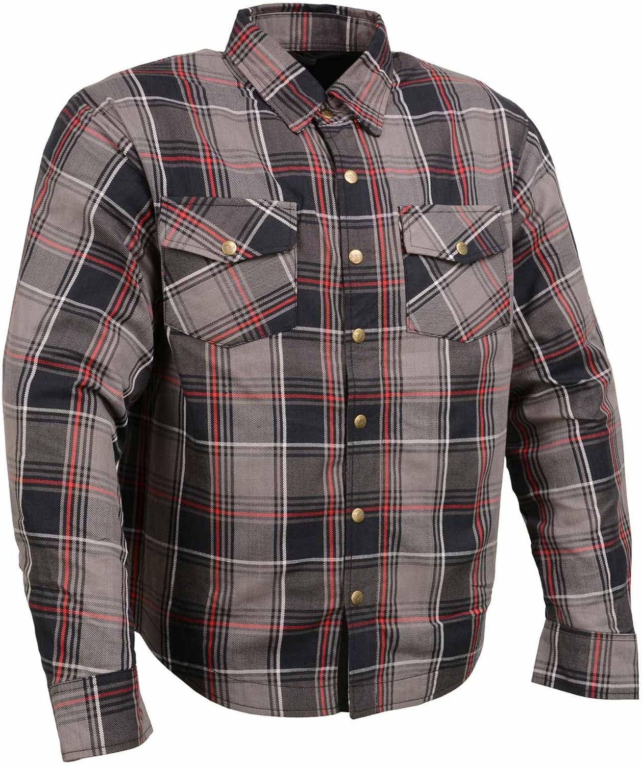 Milwaukee Leather MPM1652 Men's Plaid Flannel Biker Shirt with CE Approved Armor - Reinforced w/Aramid Fiber