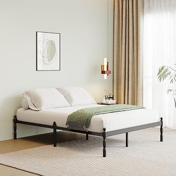 Metal King Size Bed Frame with Underbed Storage and Steel Slat Support - Easy Assembly, Noise Free - 35.5cm High