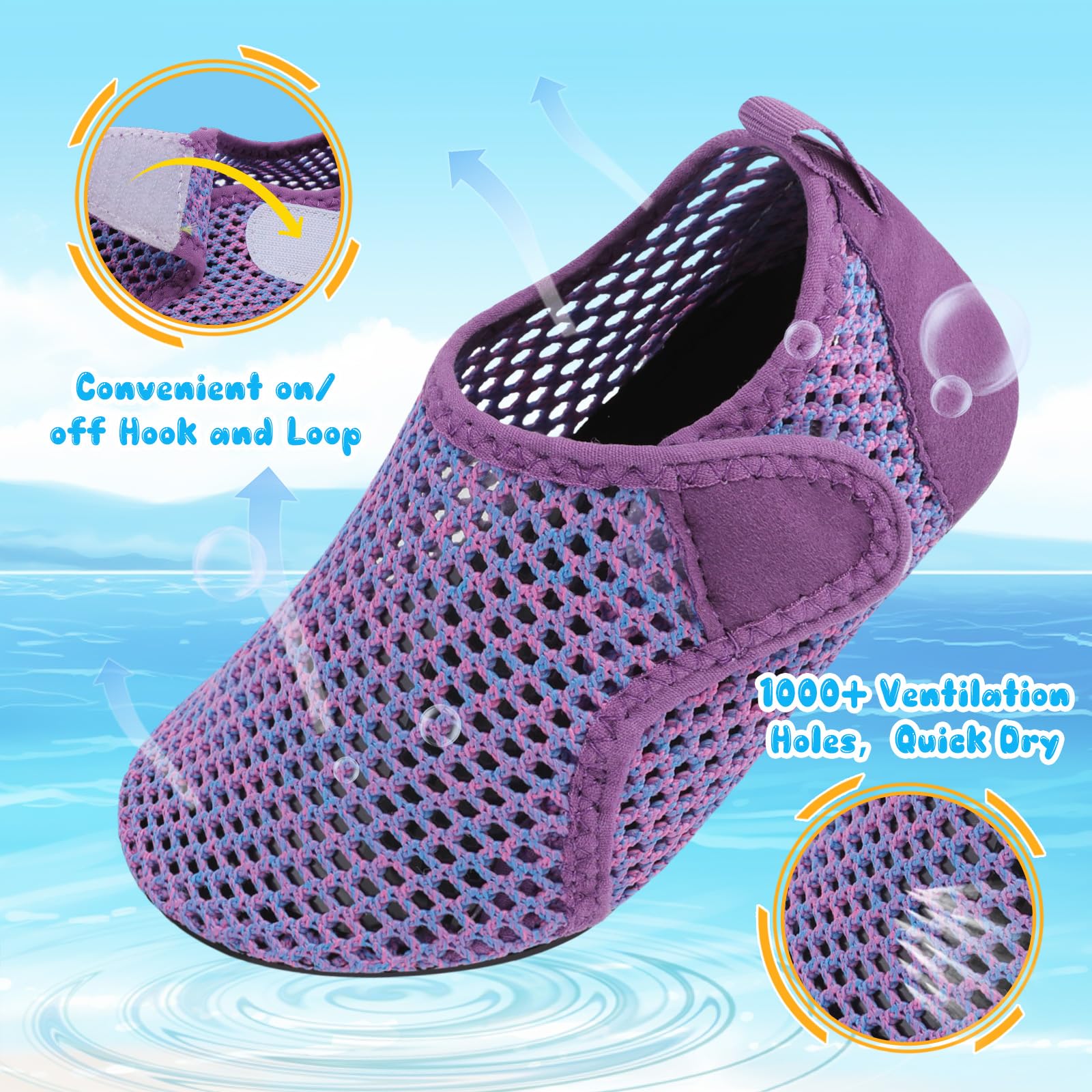 Besroad Scarpe da acqua per bambini Ragazze Ragazzi Quick Dry Aqua Socks A piedi nudi antiscivolo Spiaggia Nuoto Surf Scarpe