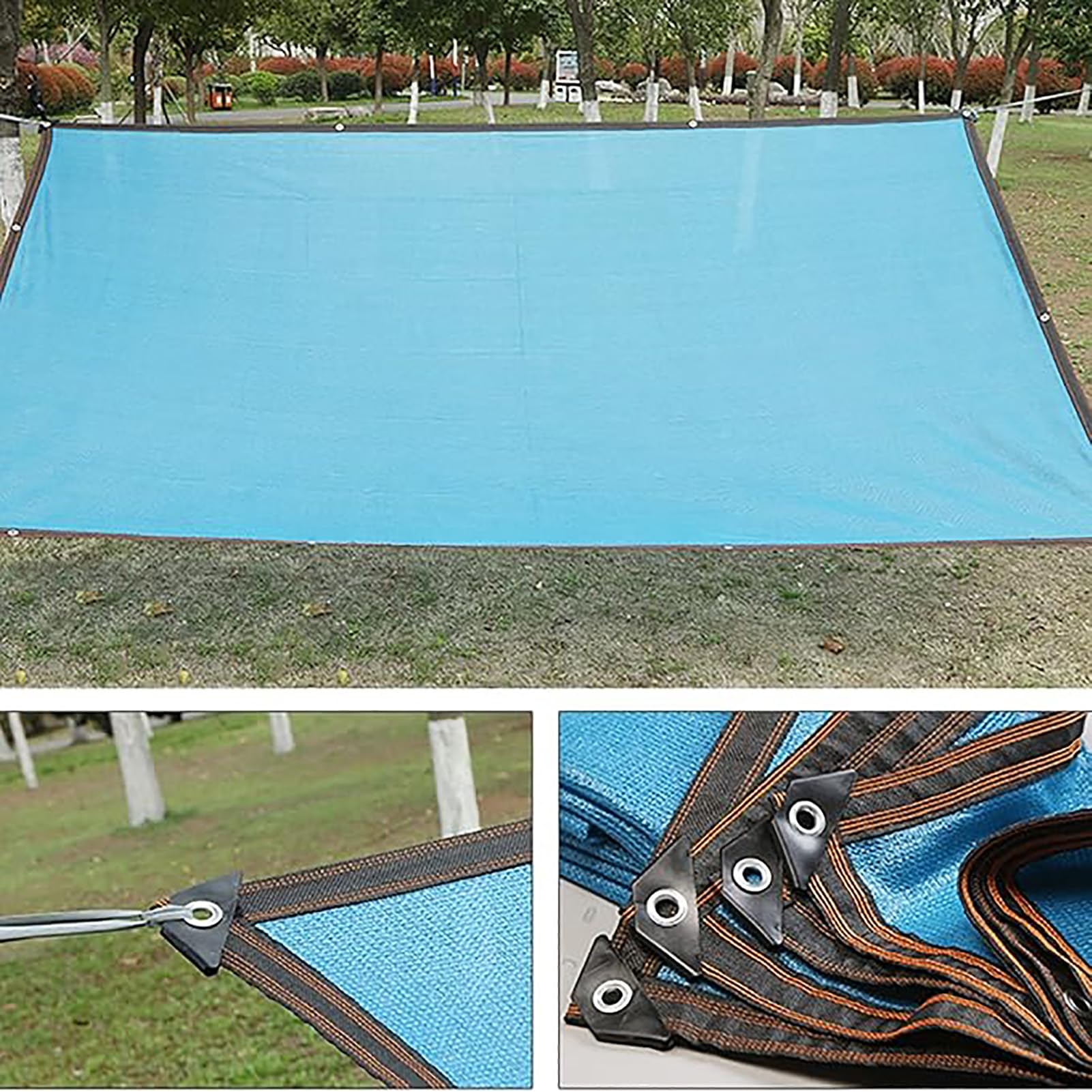 Malla de sombreo para Invernadero con protección UV del 90%, Transpirable, para Plantas y Flores de Exterior, Color Azul, 5x10 m, Borde Sellado.