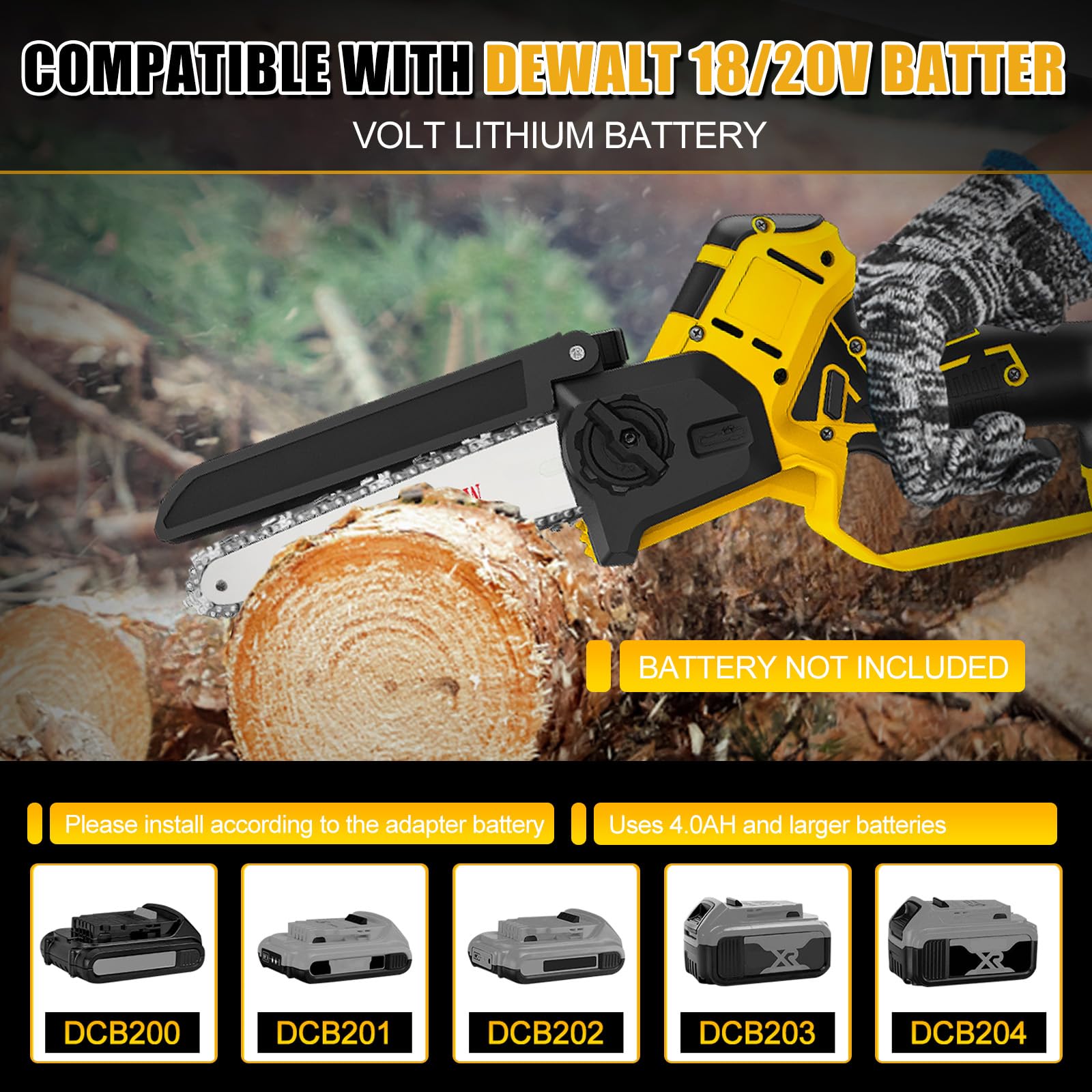 Perche Élagueuse Télescopique Électrique Compatible avec Dewalt 18V (sans batterie), 6 Pouces Mini Tronçonneuse sans Fil Tête Pivotante à 180 °, Graisseur Automatique léger et maniable