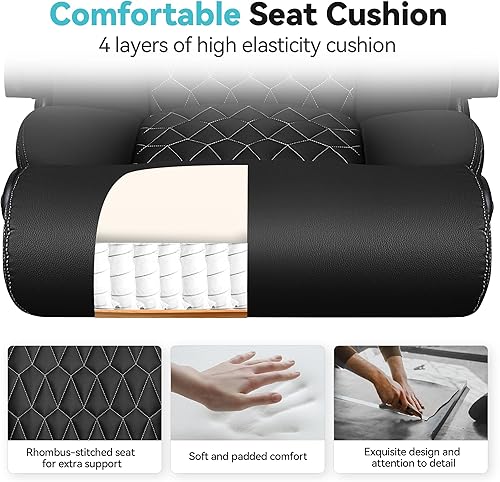 Miniatura 5 de BestGlory Silla de oficina, silla de oficina ejecutiva con respaldo alto, silla ergonómica de escritorio para computadora con función mecedora,