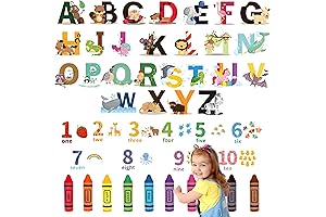 Animal Alphabet Numbers Colour Pens Wall Decals Stickers for Kids