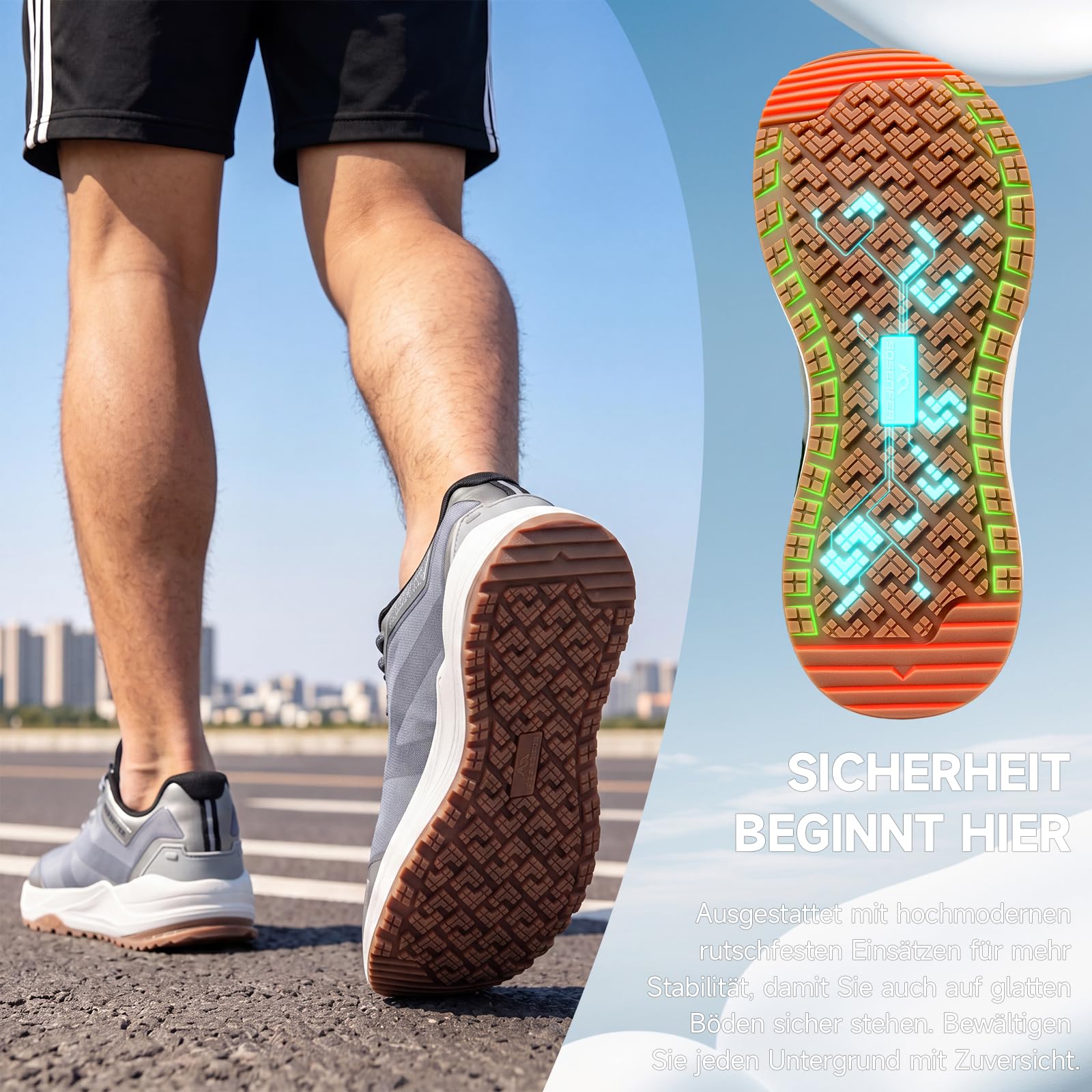 Sosenfer Laufschuhe Herren Sportschuhe Extra Breit Traillaufschuhe mit Dämpfung Leicht Atmungsaktive Straßenlaufschuhe Bequeme Turnschuhe für Gelände, Outdoor & Fitness Sport-92HUISE-44