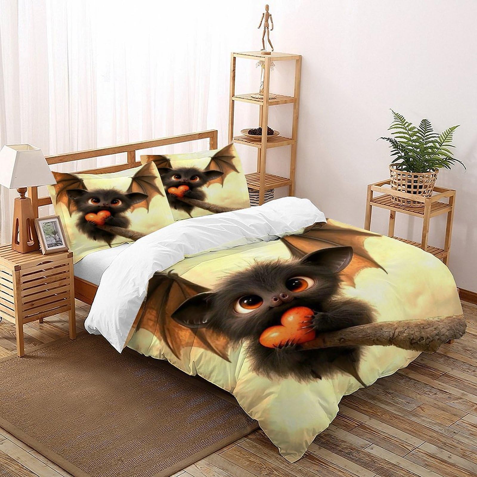 Housse de couette chauve-souris microfibre douce lavable sans repassage